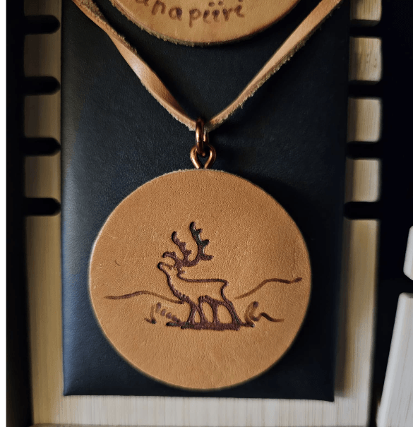 Reindeer antler and leather necklace