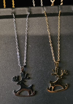 Reindeer necklace - gold or silver
